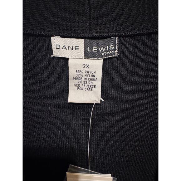 Dane Lewis Black Cardigan White Embroidered Floral Women's Plus Size 3X - Picture 2 of 9